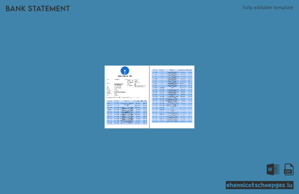 Kontoauszug der State Bank of India (Word-Format, 6 Seiten), Beispielvorschau